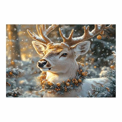 Tableau cerf de Noël 50x70cm pour salon et chambre moderne