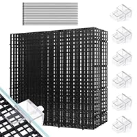 Zinueen Aquarium-Sprungschutz-Set, 8 Stück 30X30CM Aquarium Trennwand mit 6 Halterungen und 20 Kabelbindern, Kunststoffgitter Aquarienabdeckung, Aquariumzubehör Aquariumtrennwand