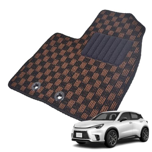 Kemmel レクサス 新型LBX 10系/15系 令和5年11月〜 2WD/4WD共通 専用 フロアマット カーマット チェック生地/ブラウン (全席セット/刺繍ロゴなし)
