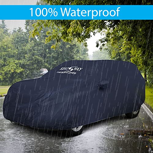Image of KINGSWAY Accessories Waterproof Car Cover Only Compatible with BYD ATTO 3 Year 2022 Onwards, Mirror Pockets, All Weather, Bird Poop, Scratch and UV Protection Car Body Cover, Grey