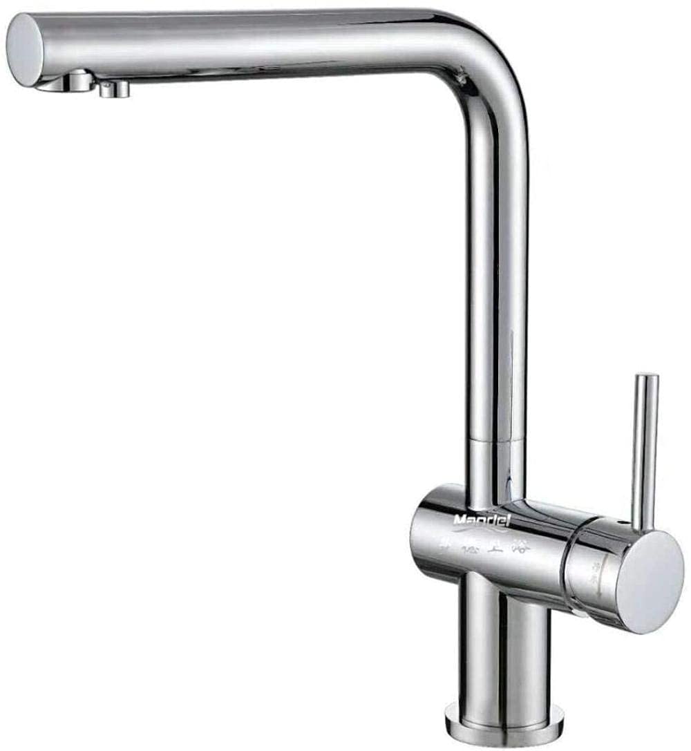Robinet de cuisine commercial à double trou avec mitigeur fluide