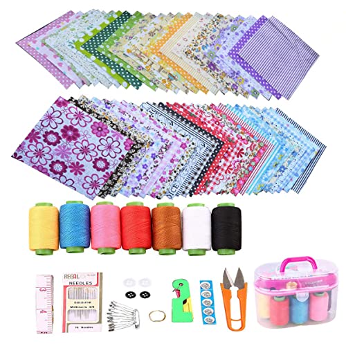 50 Pcs 4" X 4" Craft Fabric, Craft Bundle Patchwork, Pre-Cut Quilt Squares, Quilting Fabric Bundles With Sewing Kit For Diy Artcraft Pattern #TOP3