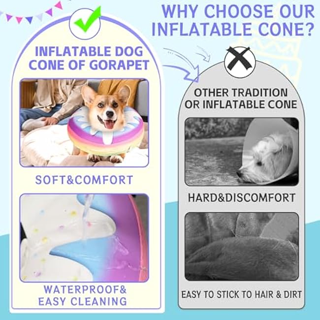 Inflatable Dog Cone Collar Alternative After Surgery, Donut Soft Neck Cone for Golden & German Shepherd Extra Large Dogs, etc, Protective Comfortable E Collar Recovery Cone Not Block Vision-MYlqB9SJ