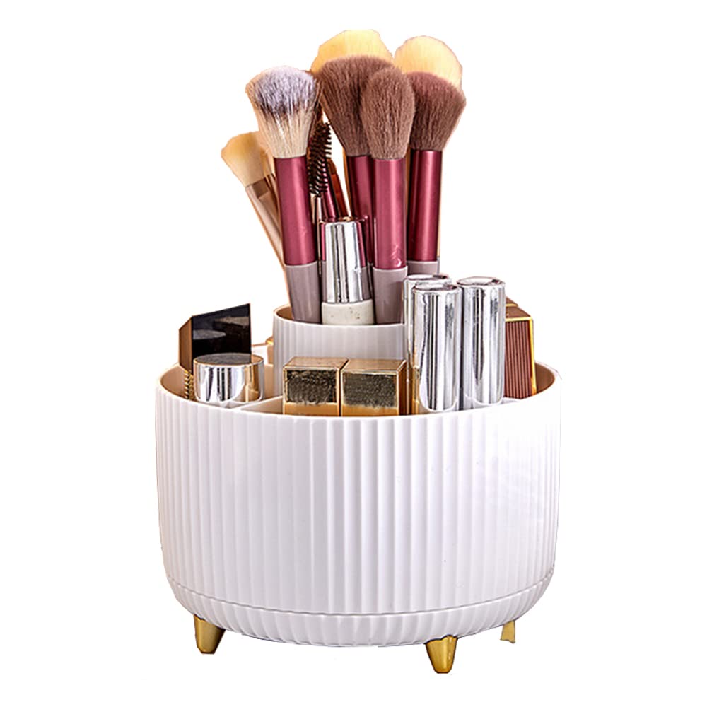 Étui Rotatif 360° Pour Pinceaux De Maquillage - 15x11 Cm Blanc - 5 Fentes - Neuf Avec étiquettes