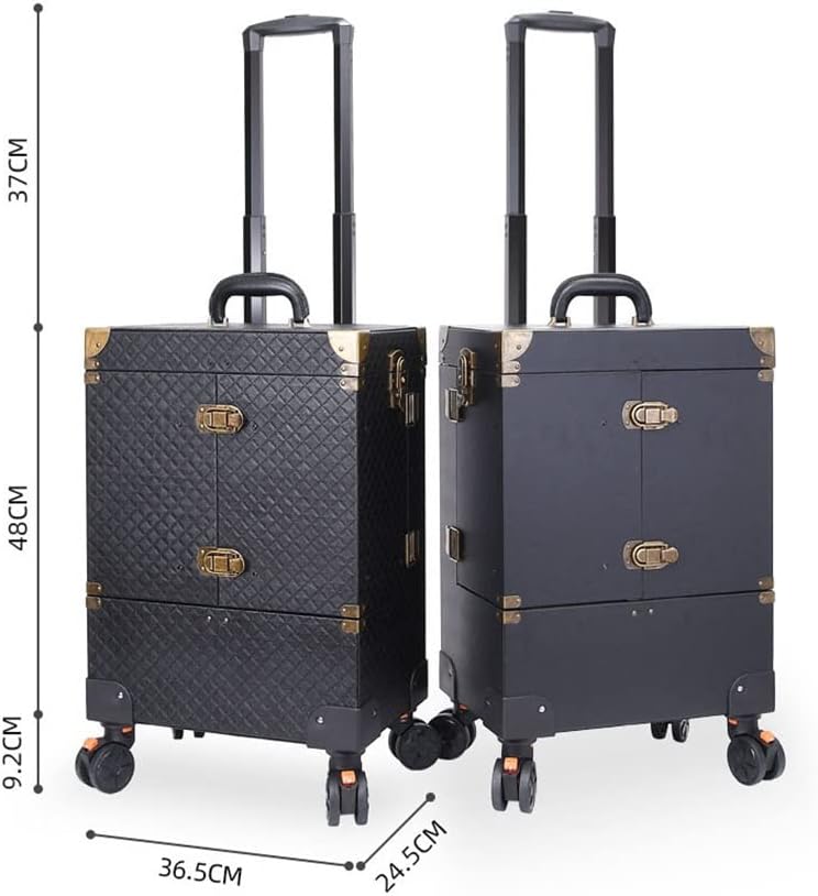 Nail Makeup Artist Suitcase Roller Luggage Folding Large Cosmetic Storage Box Retro Trolley Case image 2