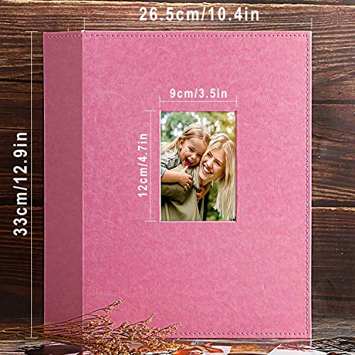 Image of Ywlake Photo Album 4x6 400 Pockets, Leather Photo Albums Holds 400 Vertical Pictures Only Pink