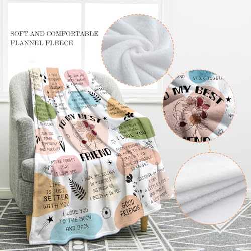 Jekeno Friends Blanket Inspiring Positive Quotes Gifts for Birthday Christmas Halloween for Women Kids Girls Lady Mom Wife Home Bedroom Decor Mother's Day Plush Throw 50"x60"