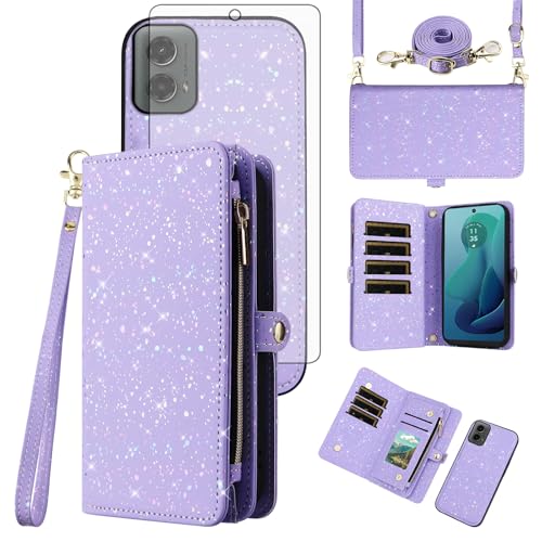 Protection Moto G 5G 2024 étui portefeuille amovible cuir synthétique et antichoc