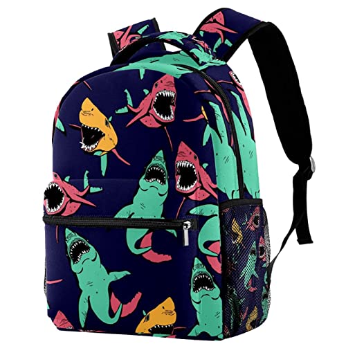 Mochila para portátil de tiburones coloridos ideal para viajes urbanos y escapadas de fin de semana
