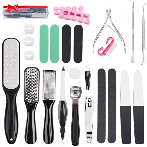 Professional Pedicure Tools Set, 26 in 1 Stainless Steel Foot Care Kit Foot Rasp Dead Skin, Foot Peel and Callus Clean, Clean Tool Kit for Home Men Women Salon Travel