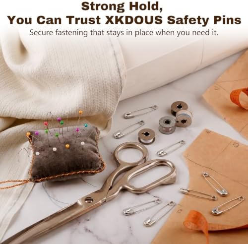 XKDOUS 380 Pack Safety Pins Assorted Sizes, Heavy Duty Pins for Clothes - 5