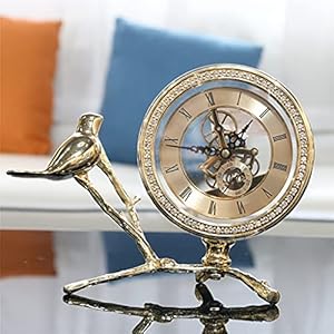 Desktop clock furnishing office pendulum desk alarm retro desktop bedroom metal vintage clock snooze function decoration table clock  urban country home decor
