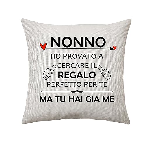 Aconesong Regalo per il Nonno da Nipote - Cuscino Cover per Compleanno, Festa del Papà, Natale, Anniversario - Ho Provato a Cercare il Regalo Perfetto per Te