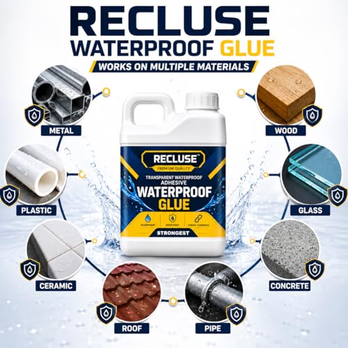 Image of RECLUSE Heavy Duty Transparent Waterproof Glue 5Kg - Industrial Strength Fast Bond Adhesive for Multi Surface Applications Wall Crack Sealer,Tile & Concrete Bonding,Glue For Indoor & Outdoor Use