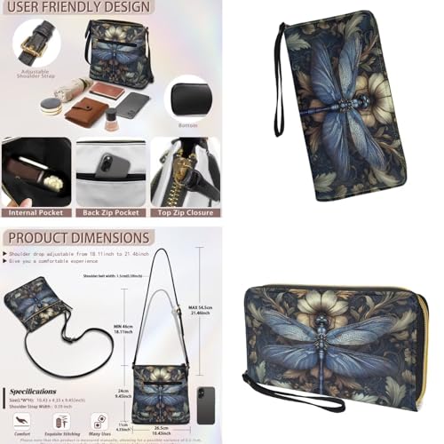 Crossbody Shoulder Purse Set Women's Satchel Purse and Wallet Set with Zipper Vintage Hobo Handbag for Travel Party4