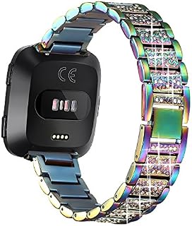 bayite Bling Bands Compatible with Fitbit Versa Band for Women, Metal Bracelet Replacement