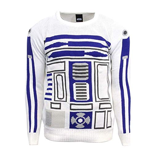 STAR WARS Mens R2-D2 Adult Christmas Sweater - Medium White