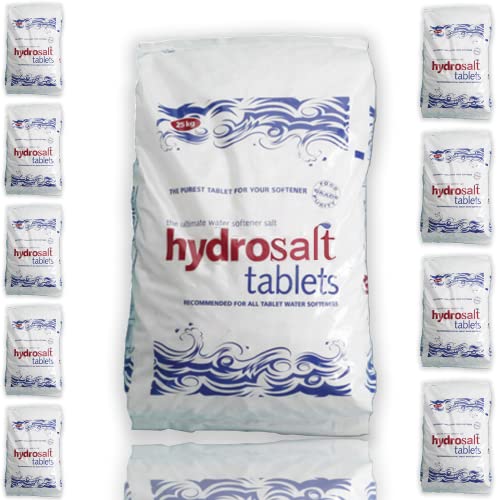 HydroSoft Water Softener Tablets 25Kg Bags Best For Laundry Kitchen Dish Washing | Compatible to All Water Softner Machines | Food Grade 100% Genuine British Salt Tablet Of Premium Quality (10 Bags)