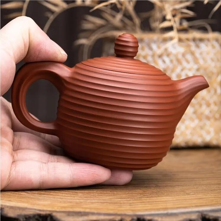 Teiera in ceramica cinese classica a strisce viola, teiera per tè sfuso, teiera per tè retrò, teiera per tè di casa, teiera, set da tè, teiera, forniture per la cerimonia del tè cinese, teiera (teie