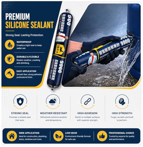Image of Waterproof Silicone Sealant Fast Drying Roof Repair Adhesive | Quick Leak Fix Waterproof Sealant for Roof, Concrete, Water Tank, Iron, Galvanized Steel, Metal & Aluminum Surfaces (Pack Of 1)