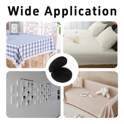 Image of 40 Pairs 1 Inch Round Hook and Loop Dots, Double Sided Self Adhesive Tape, Black Nylon Sticky Fasteners for Home, Office, Wall Decor, Carpet Gripper, DIY Projects