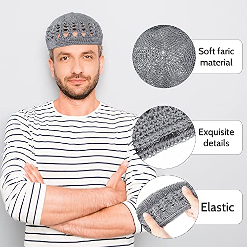 Image of Boyiee Kufi Hat for Men Muslim Knit Kufi Cap Crochet Beanie Skull Beanie African Hat for Men Women