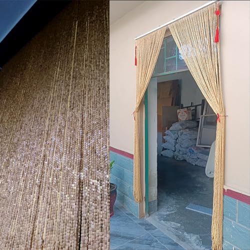 Rideau de porte en bois suspendu rétro pour placard, fenêtre et couloir vintage - 6