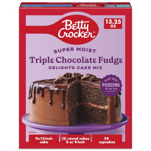 Betty Crocker Delights Triple Chocolate Fudge Cake Mix, 13.25 oz