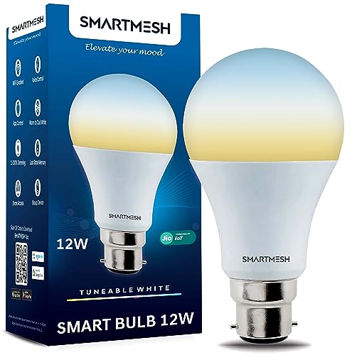 SmartMesh Wifi Cct Smart Bulb Powered By Jio Iot| 12 Watt,| Tuneable White, Shades Of White From Warm To Cool White | Compatible With Amazon Alexa And Google Assistant (Pack Of 1) - B22D, Led
