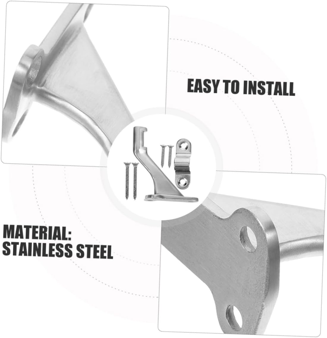 3sets Handrail Brackets for Stairs Sturdy Support Screw Washers Easy Installation for Outdoor Steps and Porches