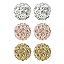 Set E. 6mm x 3 Pairs (White, Rose Gold, Gold)