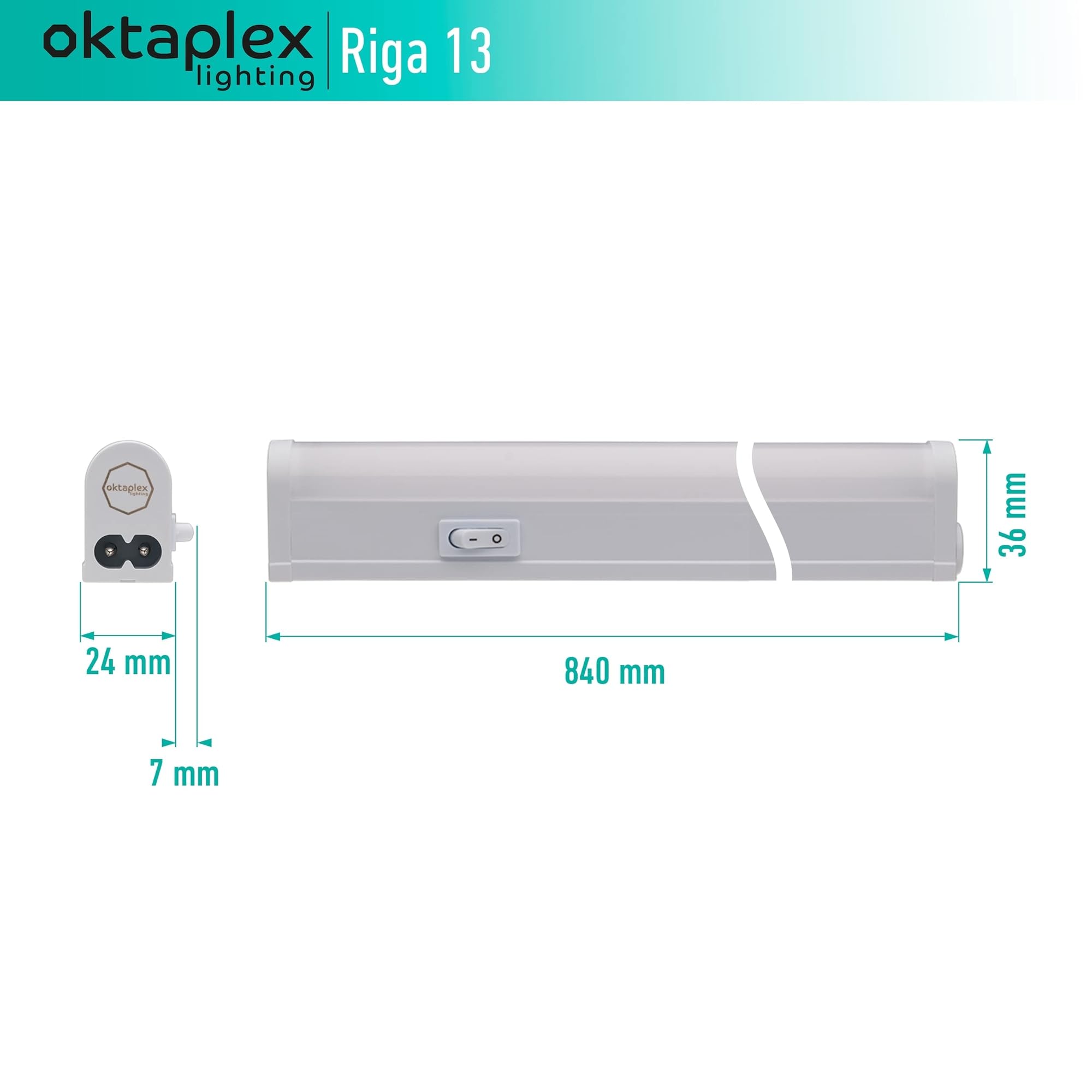 Oktaplex sottopensile cucina LED | Riga 13W sottopensile con interruttore | bianco caldo 3000K estensibile | lunghezza: 84cm