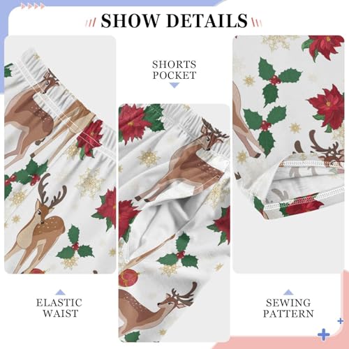 ZZXXB Reindeer Christmas Berry Boys Long Pants Soft Trousers Elastic Waist Kids Lounge Bottoms with Pockets S-XL4