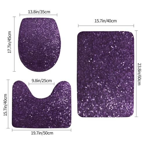 Tapis de bain violet ensemble de 3 pièces antidérapantes séchage rapide