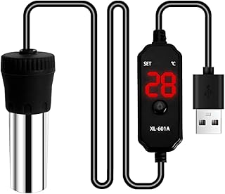 MiOYOOW Aquarium Heizung, 15/25 W USB Mini Aquarium Heizer mit Digitaler LED Temperaturanzeige Aquarium Heizstab für Fischtanks und Aquarium Unter 5L