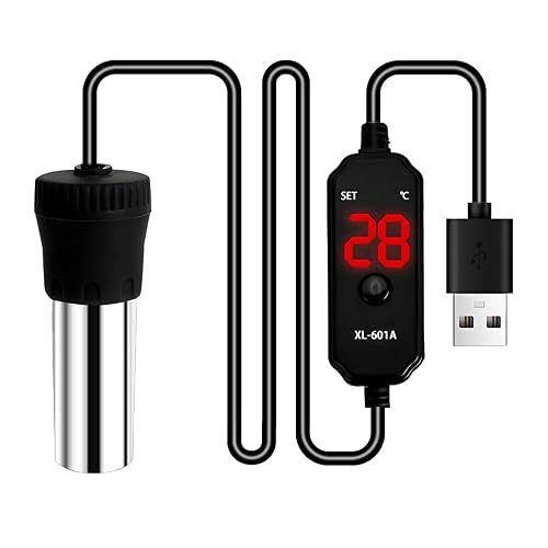 DONGKER Calentador de agua sumergible para acuario, 17 ℃ -34 ℃ Calentador de cristal sumergible