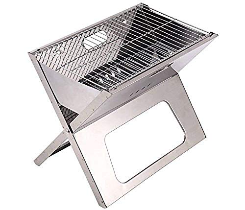 Compact Notebook Portable & Folding Flat Tailgating Stowaway Fire BBQ Charcoal X Grill