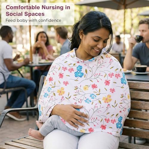 Image of a baby cherry-Nursing Cover, Nursing Covers for Feeding Mom, Feeding Cover Breastfeeding Mother, Feeding Cover for Mom, Multi-Use, Breathable, 360 Full Privacy Multicolor