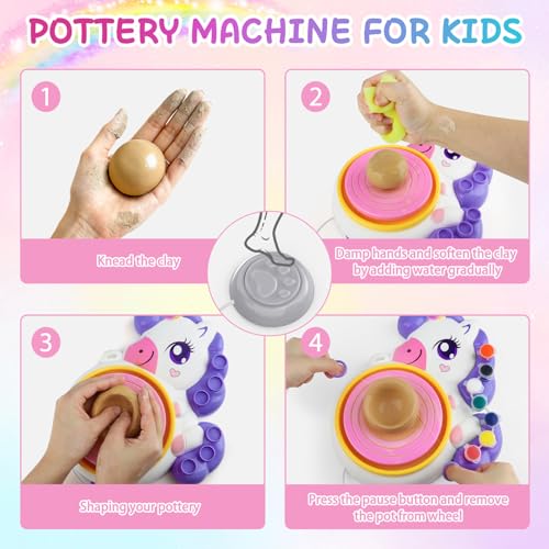 Image of Pottery Wheel for Kids, Arts and Crafts for Kids Ages 8-12, Complete Pottery Painting Craft Kit with Clay, Art Supplies for Kids Toys Girls Birthday Christmas Gift for 6 7 8 9 10 11 12+, Purple