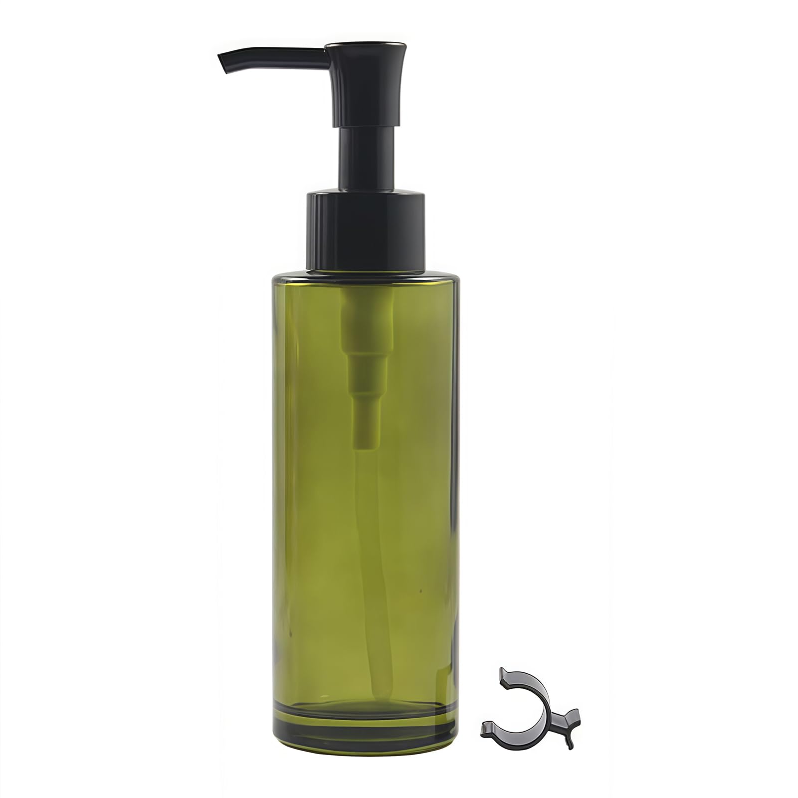 100ML/3.4oz Empty Green Frosted Glass Lotion Pump Bottle Jars with Black Pump Head Makeup Cleansing Oil Packing Container Cosmetic Soap Travel