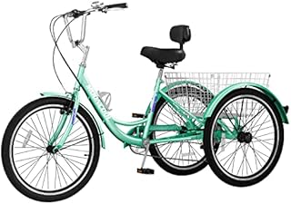 MOPHOTO Adult Tricycles Three Wheel Cruiser Bike 7 Speed, Adult Trikes 24/26 inch Wheels Low Step-Through, Three-Wheeled Bicycles for Women, Men, Seniors
