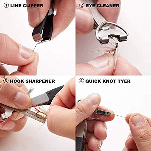 FOUR UNCLES Fishing Line Cutter Fly Knot Tying Kit Multi Function 4 in 1 with Zinger Retractor Combo