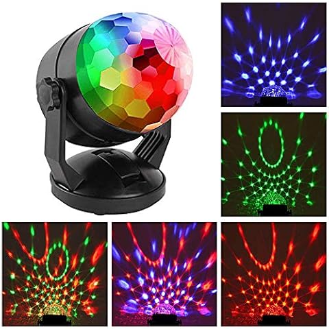 Mini Sound Activated Party Lights Battery Powered/USB Portable RGB Disco Ball Light Dj Lighting Strobe Lamp 7 Modes Stage Par Light for Car Home Room Dance Parties Birthday Karaoke Club Wedding Cover