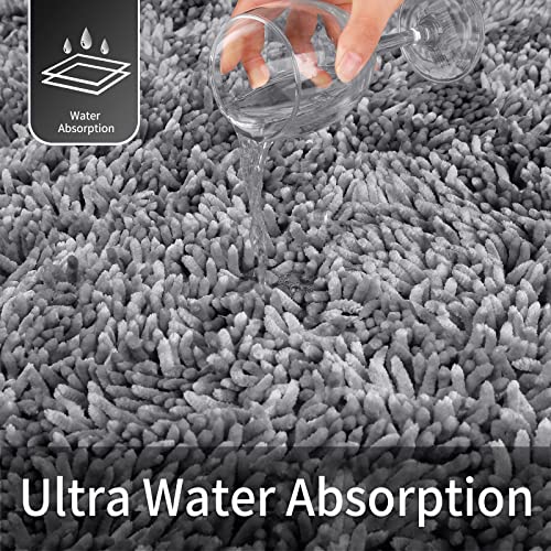 Image of Yimobra Large Bathroom Rug Non Slip 36x24 Inch, Extra Thick Soft Absorbent Chenille Bath Mat, Machine Washable Bath Rugs for Bathroom Floor, Tub and Shower, Home Decor Accessories, Light Purple Grey