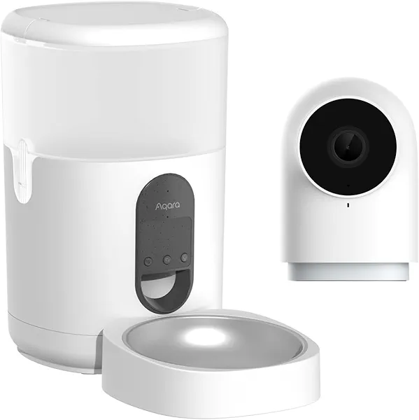 Aqara Smart Pet Feeder C1 with Security Camera Hub Indoor G2H Pro,Automatic Feeder for Cats and Dogs, Auto Cat Food Dispenser with APP Control, Can be Controlled by Google, Alexa, Siri