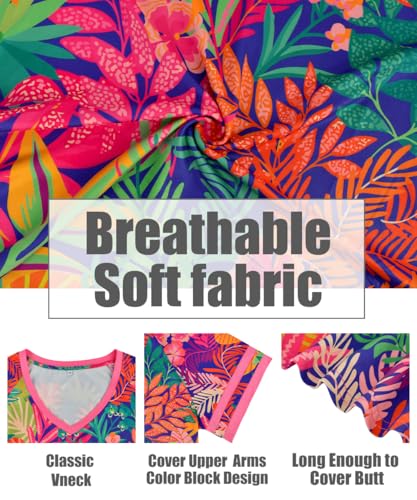 Image of CARCOS Womens Plus Size Tops Short Sleeve Shirts V Neck Tunic Floral /Tie Dye /Solid Summer Tees XL-5X