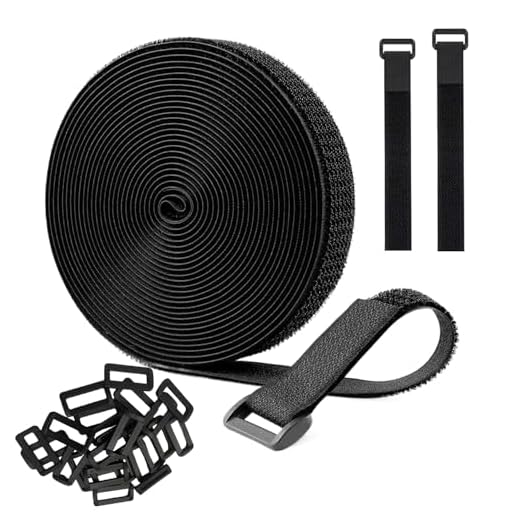 Sunroda Adjustable Cable Straps with 24 Buckles 1" x 16Ft, Free Cut Length, Reusable Fastening Cable Ties, Hook and Loop Securing Strap for Cable Tidy, Wire Management, Cord Organiser, Black