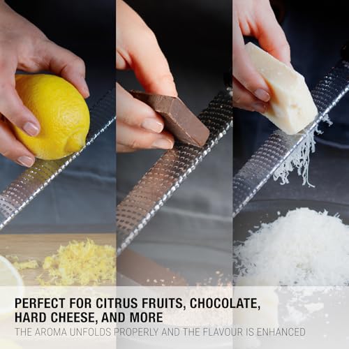 Image of Microplane Premium Classic Zester Grater in Lavendar Bloom - Vibrant Color | Lemon Zester tool, Cheese & Vegetable Grater | For Citrus, Parmesan Cheese, Garlic, Ginger | Stainless Steel Blade