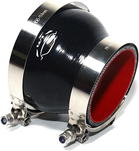Mangueira redutora reta de silicone reforçado TMKOOL 4 camadas para intercooler, 83–102 mm – Preta com 2 abraçadeiras T-bolt