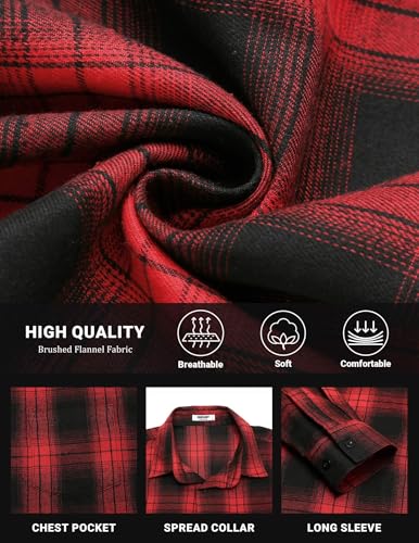 COOFANDY Mens Flannel Shirts Long Sleeve Button Down Shirt with Pocket Casual Shirts Work Shirts for Men4